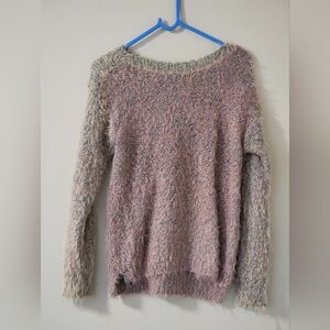 Bershka Pink and Gray Fuzzy Sweater